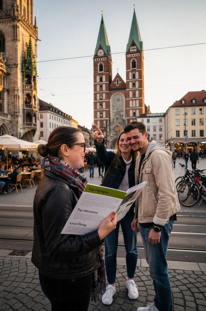 Detailaufnahme einer gedruckten Reiseroute mit klar strukturierten Tagesplänen für eine mehrstädte Deutschlandreise.